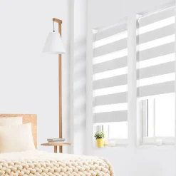 Clearance IDMarket Lot de 2 stores enrouleurs zébrés jour nuit l.45 x H. max 170 CM blancs