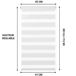 Clearance IDMarket Lot de 2 stores enrouleurs zébrés jour nuit l.45 x H. max 170 CM blancs