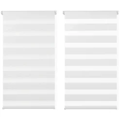 Clearance IDMarket Lot de 2 stores enrouleurs zébrés jour nuit l.45 x H. max 170 CM blancs