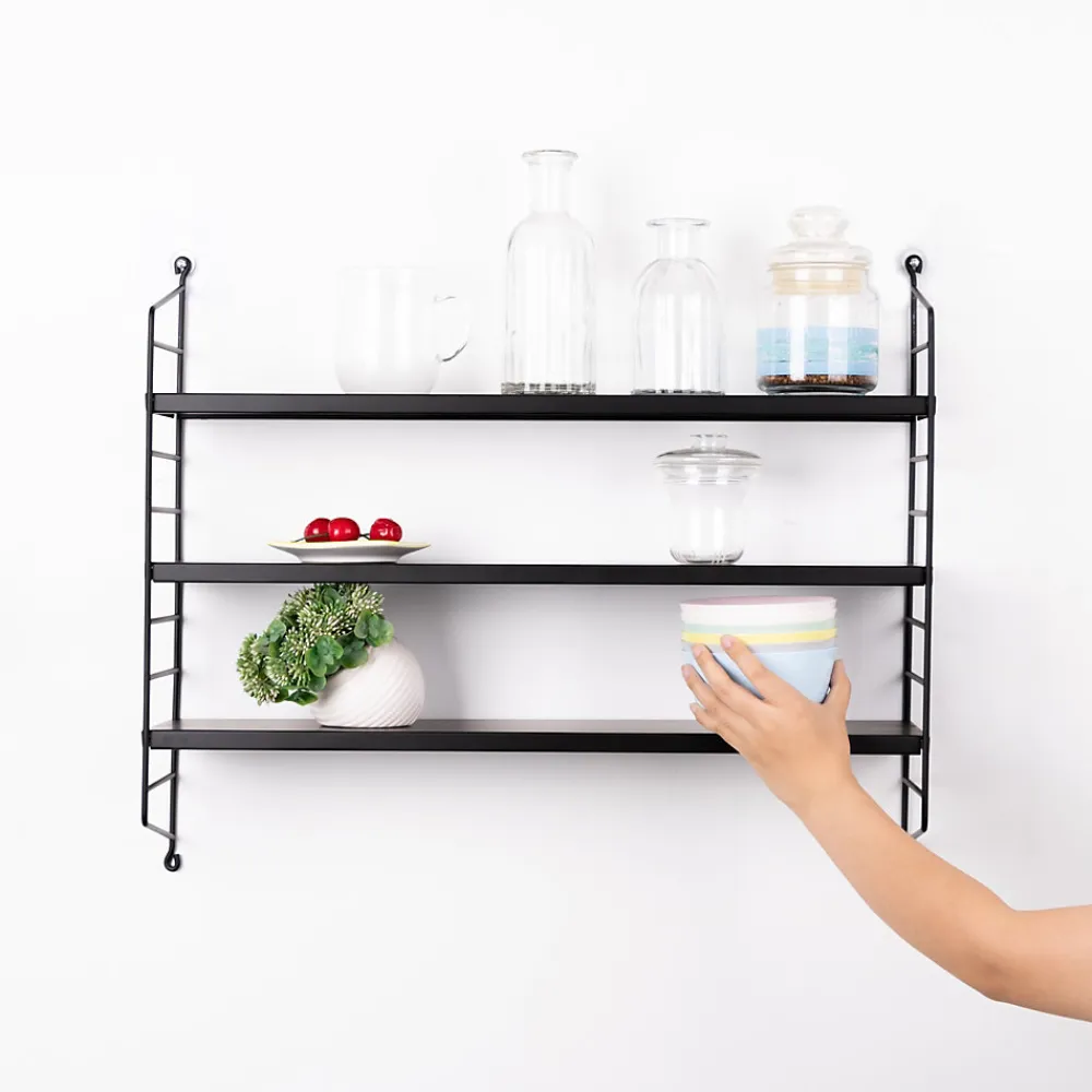[En.Casa] Lot de 2 étagères murales Strängnäs acier 50 x 60 x 15 cm noir en.casa* Etagère Murale