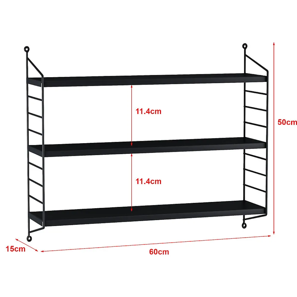 [En.Casa] Lot de 2 étagères murales Strängnäs acier 50 x 60 x 15 cm noir en.casa* Etagère Murale