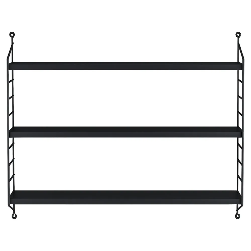 [En.Casa] Lot de 2 étagères murales Strängnäs acier 50 x 60 x 15 cm noir en.casa* Etagère Murale