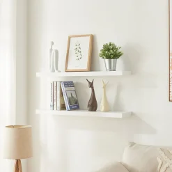 [En.Casa] Lot de 2 étagères murales Stranda 80 x 20 x 4 cm blanc en.casa* Etagère Murale