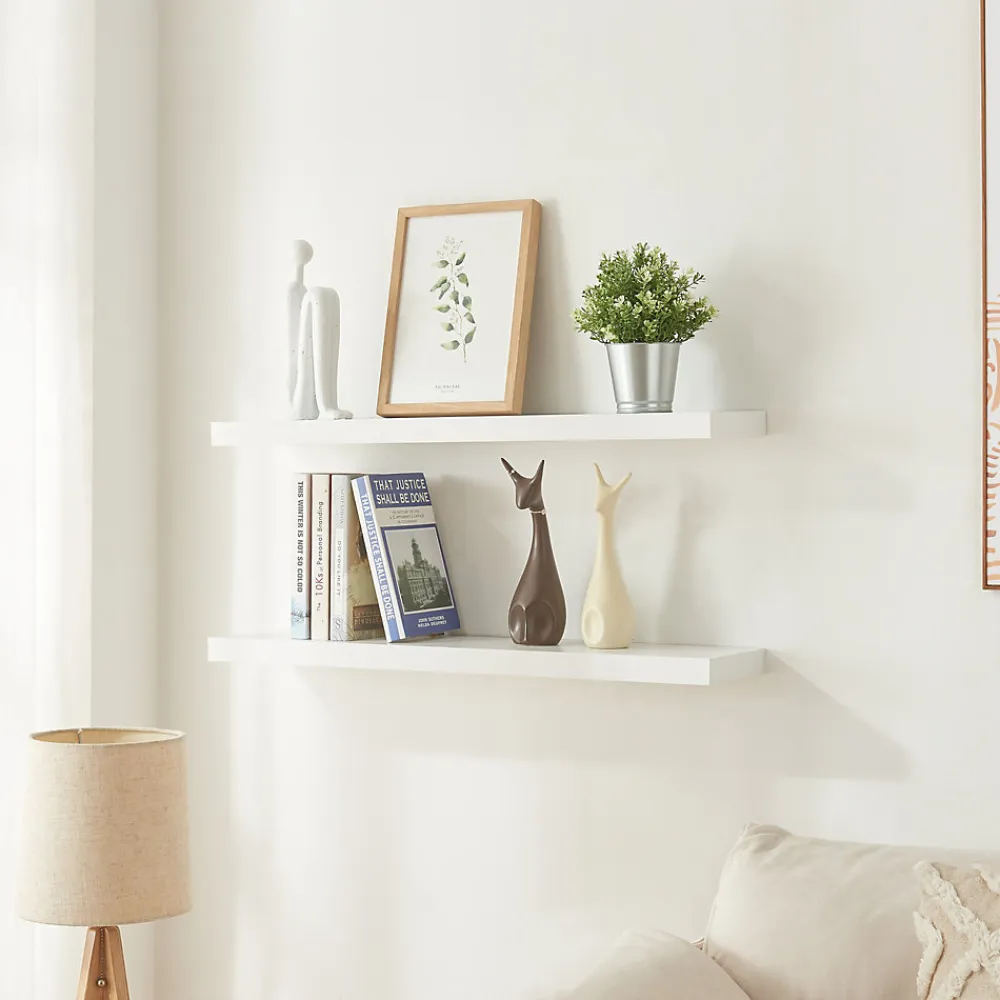 [En.Casa] Lot de 2 étagères murales Stranda 80 x 20 x 4 cm blanc en.casa* Etagère Murale
