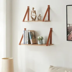 [En.Casa] Lot de 2 étagères murales Utsira de tailles différentes marron effet chêne en.casa* Etagère Murale