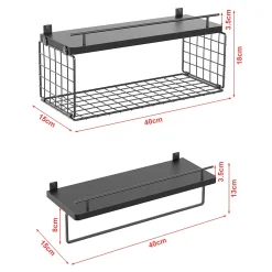 [En.Casa] Lot de 2 étagères murales Vik pour salle de bain noir en.casa* Etagère Murale