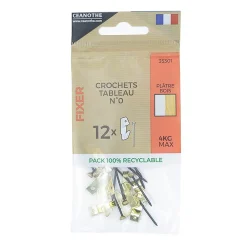 Ceanothe Lot de crochets laitonnés à tableau pour 4 Kg* Cadre 10 X 15 Cm