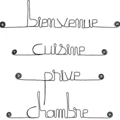 Bijoux De Mur Lot MAISON - Bienvenue Chambre Cuisine Privé - Sculpture fil de fer 30-40 cm -* Objet Décoratif Mural