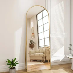 ProximaX Miroir autoportant arqué 164x54 cm, utilisable au sol ou mural, Grand miroir en pied, Doré* Miroir|Miroir