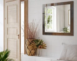 Tulup Miroir Avec Cadre En Verre 60x60 cm Métal Rouillé Tendance Miroir Design Entrée* Miroir|Miroir