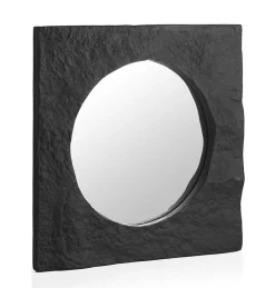 Best Geese Home Miroir carré en poly résine mgo coleur noir