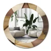 Wallfluent Miroir Cercle Ovale Motif Décoratif fi80 cm Bois Géométrique 3D Salle de Bain Scandinave
