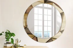 Wallfluent Miroir Cercle Ovale Motif Décoratif fi80 cm Bois Géométrique 3D Salle de Bain Scandinave