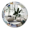 Wallfluent Miroir Cercle Ovale Motif Décoratif fi80 cm Vitrail Salle de Bain Scandinave* Miroir|Miroir