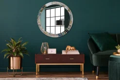 Wallfluent Miroir Cercle Ovale Motif Décoratif fi80 cm Vitrail Salle de Bain Scandinave* Miroir|Miroir
