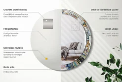 Wallfluent Miroir Cercle Ovale Motif Décoratif fi80 cm Vitrail Salle de Bain Scandinave* Miroir|Miroir