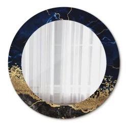 Outlet Tulup Miroir Circulaire avec Cadre Imprimé Décoratif 60 cm - 46 cm Marbre Bleu
