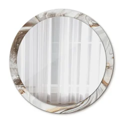 Best Tulup Miroir Circulaire avec Cadre Imprimé Décoratif 100 cm - 86 cm Marbre Clair