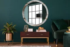 Best Tulup Miroir Circulaire avec Cadre Imprimé Décoratif 100 cm - 86 cm Marbre Clair