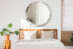Best Tulup Miroir Circulaire avec Cadre Imprimé Décoratif 100 cm - 86 cm Marbre Clair
