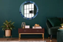 Discount Tulup Miroir Circulaire avec Cadre Imprimé Décoratif 80 cm - 66 cm Rivière De Marbre