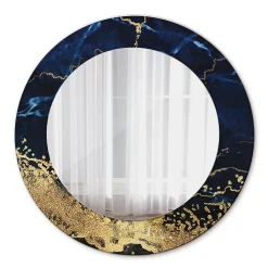 Tulup Miroir Circulaire avec Cadre Imprimé Décoratif 50 cm - 36 cm Marbre Bleu* Miroir|Miroir