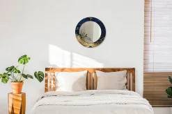 Tulup Miroir Circulaire avec Cadre Imprimé Décoratif 50 cm - 36 cm Marbre Bleu* Miroir|Miroir