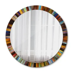 Tulup Miroir Circulaire avec Cadre Imprimé Décoratif 100 cm - 86 cm Rayons Colorés* Miroir|Miroir