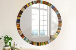 Tulup Miroir Circulaire avec Cadre Imprimé Décoratif 100 cm - 86 cm Rayons Colorés* Miroir|Miroir