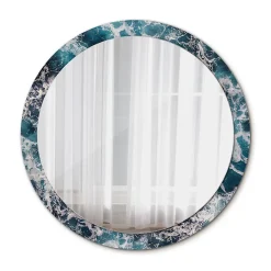 Tulup Miroir Circulaire avec Cadre Imprimé Décoratif 100 cm - 86 cm Mer Agitée