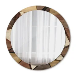 Tulup Miroir Circulaire avec Cadre Imprimé Décoratif 100 cm - 86 cm Bois Géométrique 3d* Miroir|Miroir