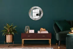 Tulup Miroir Circulaire avec Cadre Imprimé Décoratif 50 cm - 36 cm Motif Marbré* Miroir|Miroir