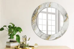 Tulup Miroir Circulaire avec Cadre Imprimé Décoratif 50 cm - 36 cm Motif Marbré* Miroir|Miroir