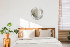 Tulup Miroir Circulaire avec Cadre Imprimé Décoratif 50 cm - 36 cm Motif Marbré* Miroir|Miroir