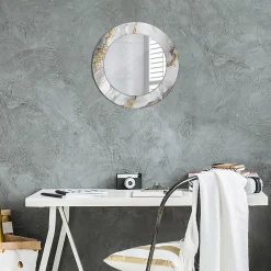 Tulup Miroir Circulaire avec Cadre Imprimé Décoratif 50 cm - 36 cm Motif Marbré* Miroir|Miroir
