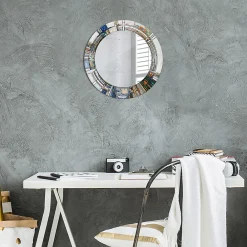 Tulup Miroir Circulaire avec Cadre Imprimé Décoratif 50 cm - 36 cm Vitrail* Miroir|Miroir
