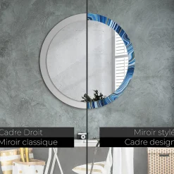 Sale Tulup Miroir Circulaire avec Cadre Imprimé Décoratif 90 cm - 76 cm Rivière De Marbre