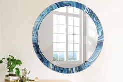 Sale Tulup Miroir Circulaire avec Cadre Imprimé Décoratif 90 cm - 76 cm Rivière De Marbre