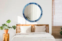 Sale Tulup Miroir Circulaire avec Cadre Imprimé Décoratif 90 cm - 76 cm Rivière De Marbre