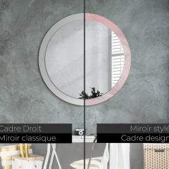 Sale Tulup Miroir Circulaire avec Cadre Imprimé Décoratif 90 cm - 76 cm Pierre Rose