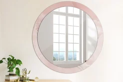 Sale Tulup Miroir Circulaire avec Cadre Imprimé Décoratif 90 cm - 76 cm Pierre Rose