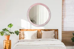 Sale Tulup Miroir Circulaire avec Cadre Imprimé Décoratif 90 cm - 76 cm Pierre Rose