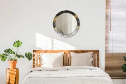 Tulup Miroir Circulaire avec Cadre Imprimé Décoratif 60 cm - 46 cm Loft En Marbre* Miroir|Miroir