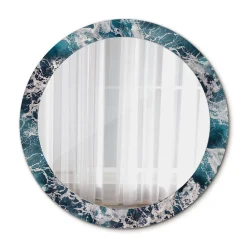 Tulup Miroir Circulaire avec Cadre Imprimé Décoratif 90 cm - 76 cm Mer Agitée* Miroir|Miroir