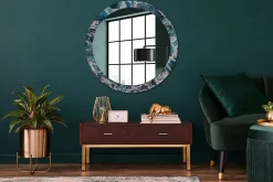 Tulup Miroir Circulaire avec Cadre Imprimé Décoratif 90 cm - 76 cm Mer Agitée* Miroir|Miroir