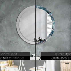 Tulup Miroir Circulaire avec Cadre Imprimé Décoratif 90 cm - 76 cm Mer Agitée* Miroir|Miroir
