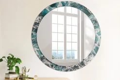 Tulup Miroir Circulaire avec Cadre Imprimé Décoratif 90 cm - 76 cm Mer Agitée* Miroir|Miroir
