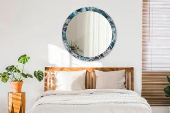 Tulup Miroir Circulaire avec Cadre Imprimé Décoratif 90 cm - 76 cm Mer Agitée* Miroir|Miroir