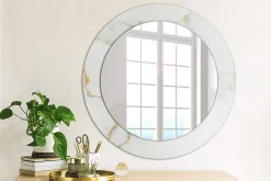 Best Tulup Miroir Circulaire avec Cadre Imprimé Décoratif 60 cm - 46 cm Marbre Blanc