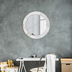 Best Tulup Miroir Circulaire avec Cadre Imprimé Décoratif 60 cm - 46 cm Marbre Blanc